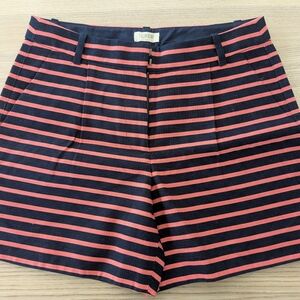 J. Crew Women's Navy and Pink Striped Bermudas